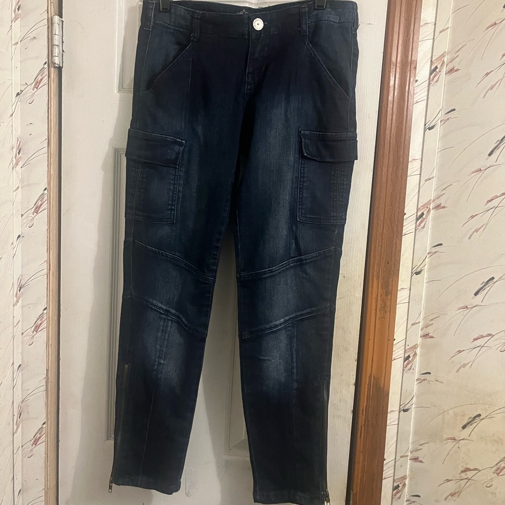 Women’s size 9 almost famous cargo style straight leg jeans With zip up legs